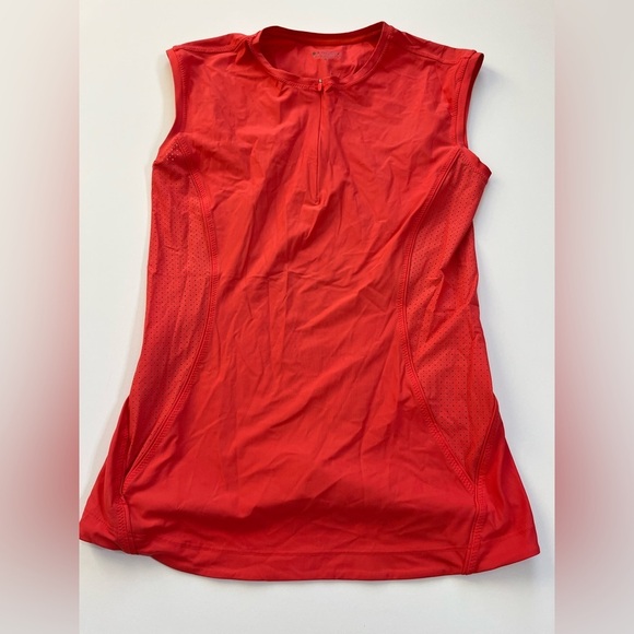 Athleta Pacifica II Tank Size Small 1/4 Zip Bright Reddish Orange - Picture 8 of 10